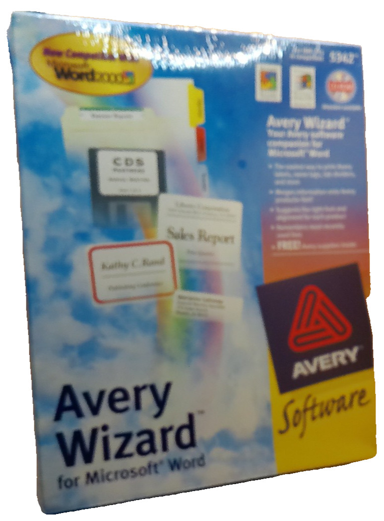Avery wizard software NOS sealed Microsoft Word 5342 1999 issued