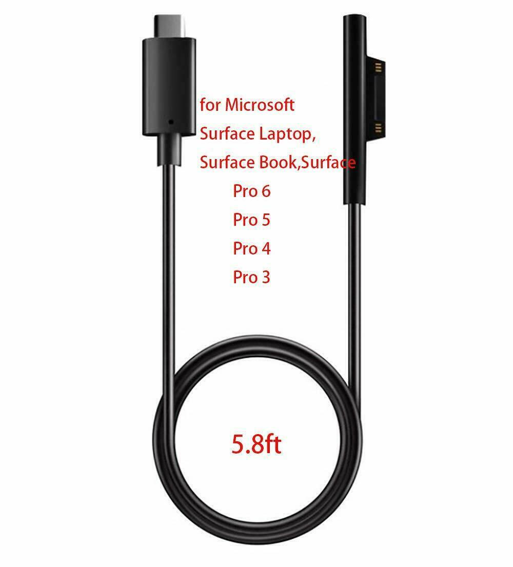 Surface Pro 6543 Connect To USB C Charging Cable & USBC PD Charger For Microsoft