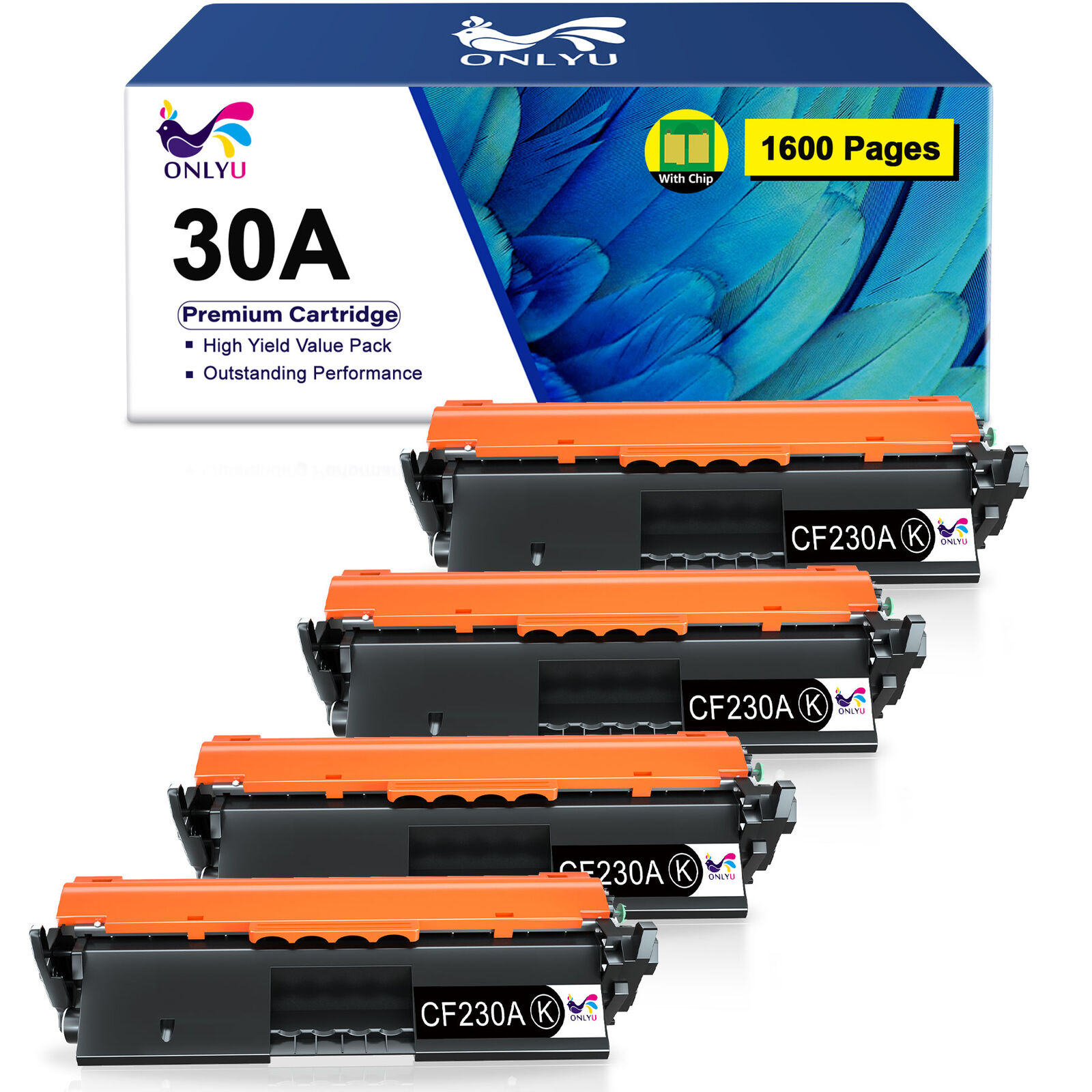 4 Pack 30A Black Toner compatible with HP CF230A LaserJet MFP M227fdn M227sdn