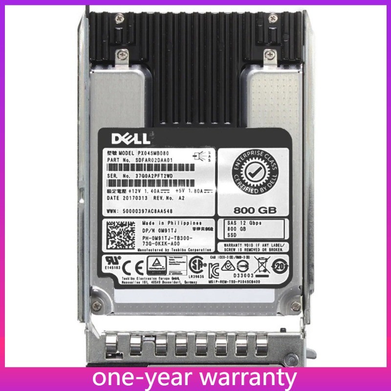 0M91TJ New PX04SMB080 Dell 800GB 12Gbps SAS WI MLC 2.5'' SSD 14/15/16G KIT New