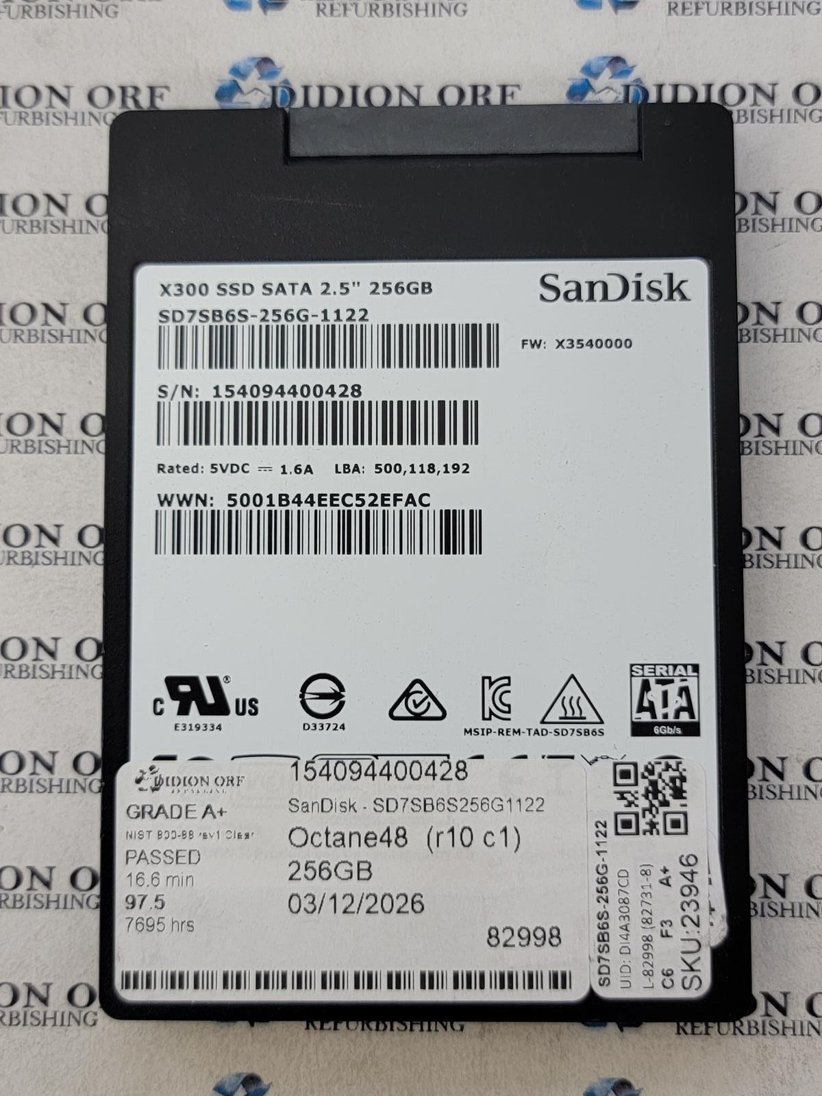 SANDISK X300 256GB 2.5" SATA SSD SD7SB6S-256G-1122, Grade A+ SKU 23946