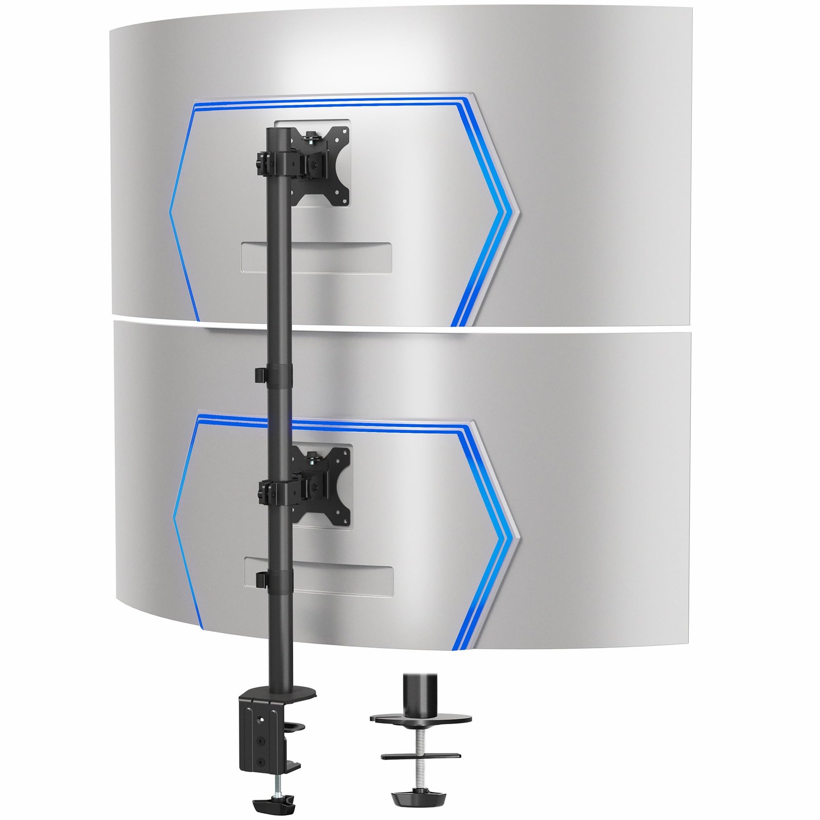 VIVO Dual Vertically Stacked Ultra-Wide Monitor Desk Mount, Extra Tall Heavy ...