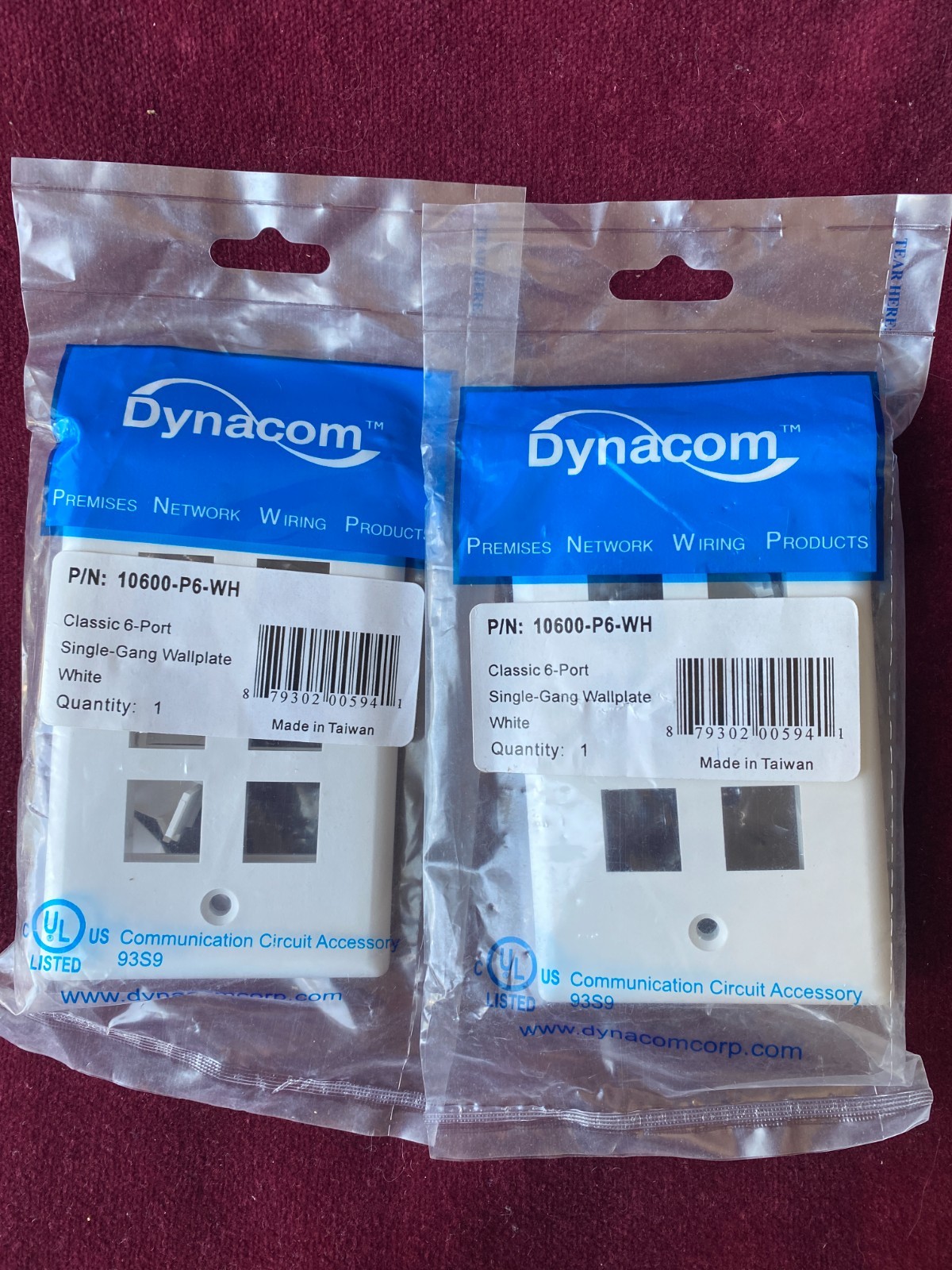 DYNACOM 10600-P6-WH Cassic 6-Port Single-Gang Wallplate -- Lot of 2pcs