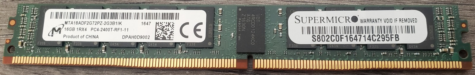 Micron 16GB (MTA18ADF2G72PZ-2G3B1IK) 1Rx4 PC4-2400T-RF1-11 ECC Server Memory