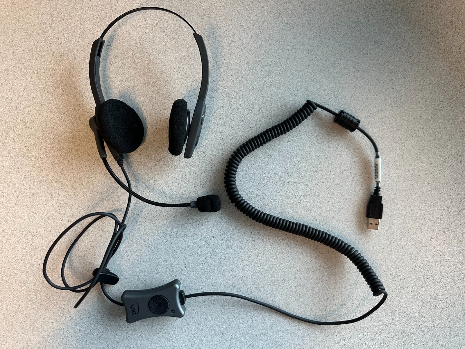 VXi Corporation Black/Gray Binaural Headband Headset with X200 USB Adaptor