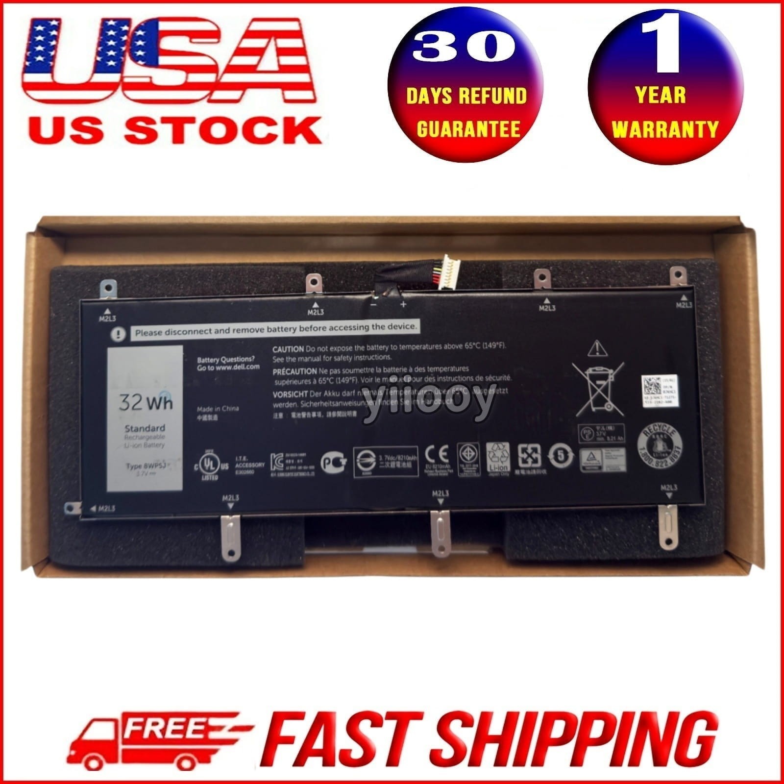 New 32Wh 8WP5J Tablet Battery For Dell Venue 10 Pro 5000 5050 5055 69Y4H JKHC1