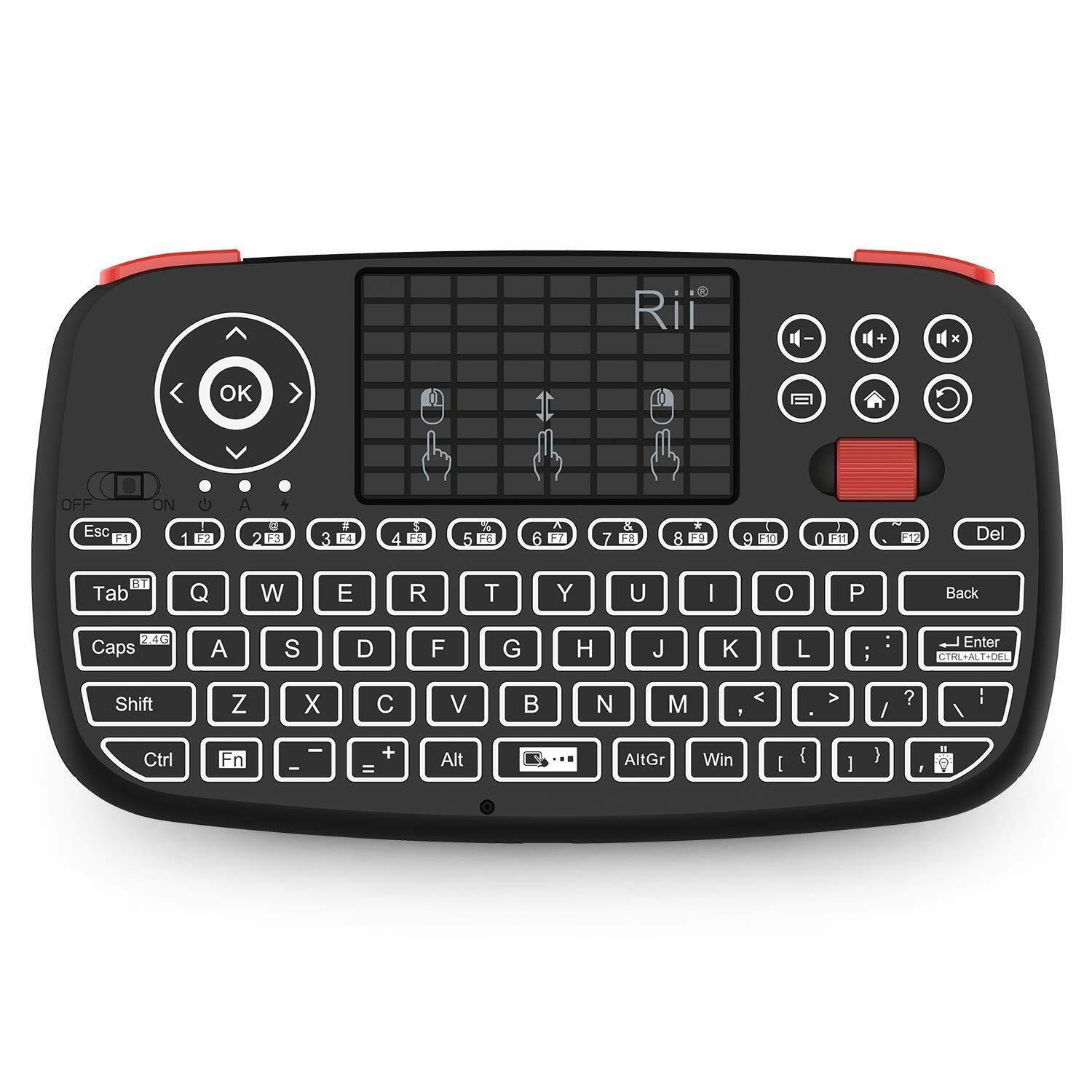 Genuine Rii i4 Mini (Bluetooth +2.4GHz USB Dongle) Keyboard with Touchpad
