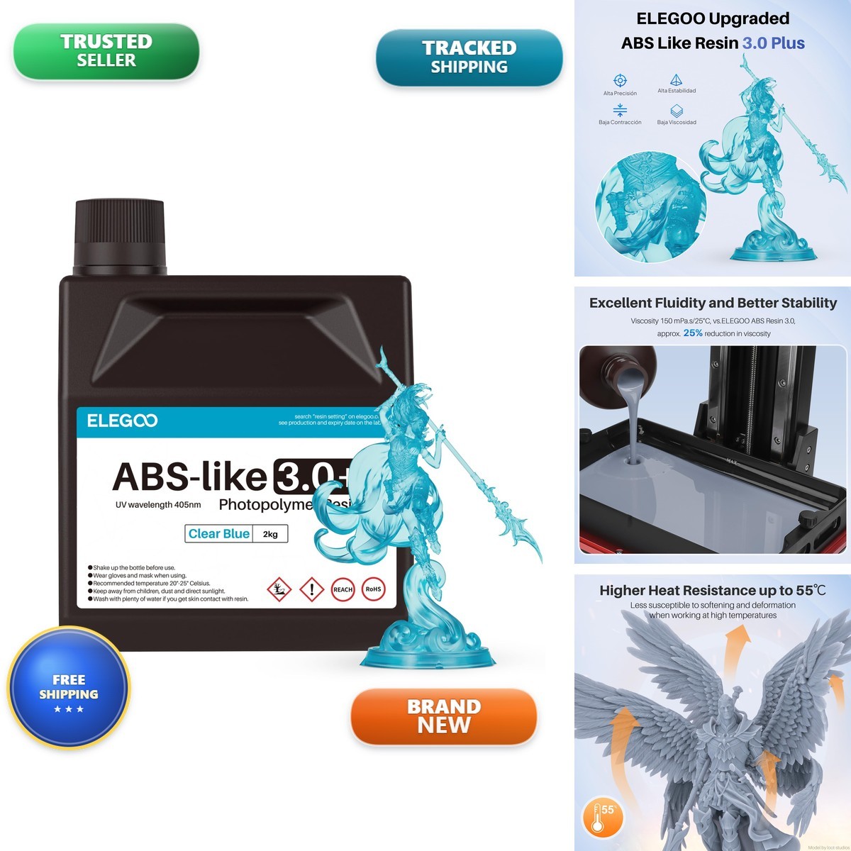 ELEGOO ABS-Like Resin 3.0 Plus Clear Blue 2000G