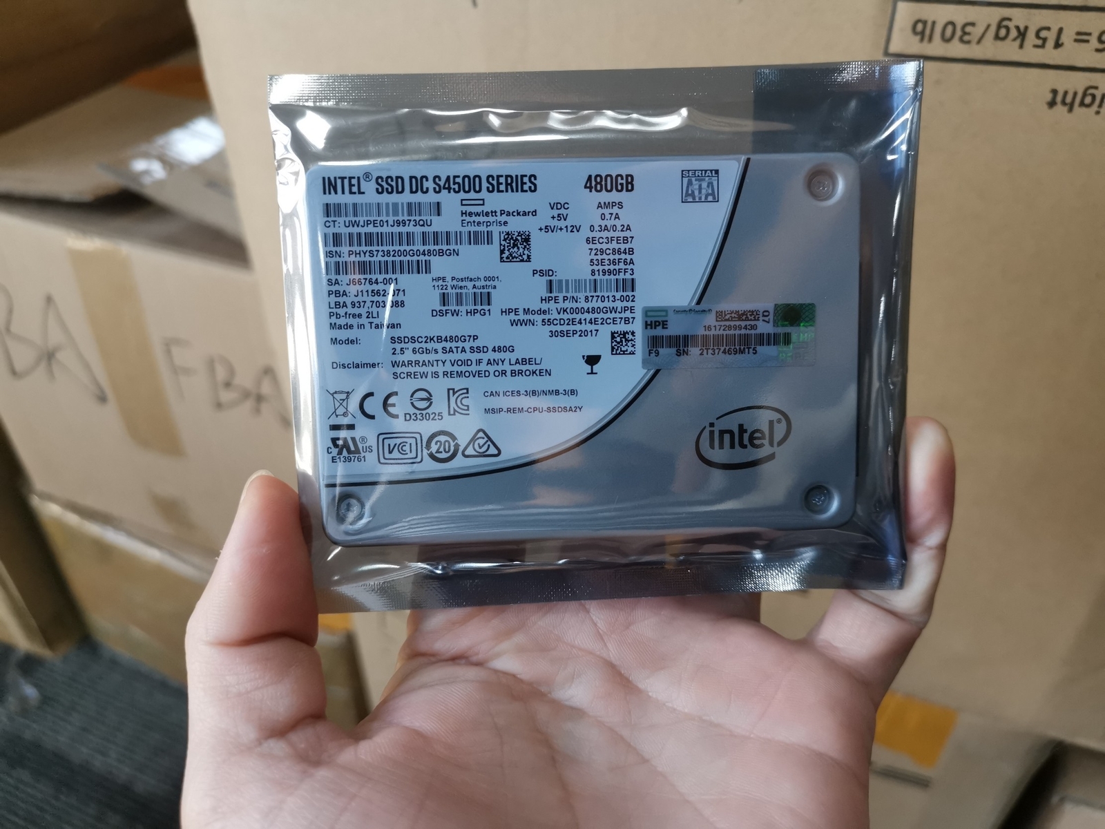 For Intel HP SSD DC S4500 Series SSDSC2KB480G7P 480GB2.5"6G SATA SolidStateDrive