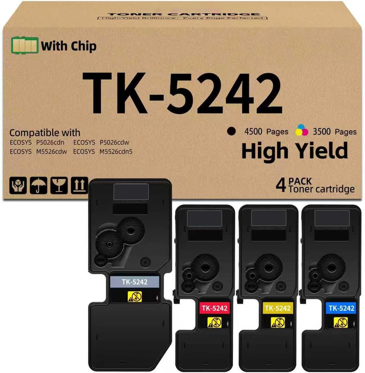 TK5242 Toner Cartridges CHIP Kyocera Ecosys P5026 M5526 cdn cdw Compatible BN 4