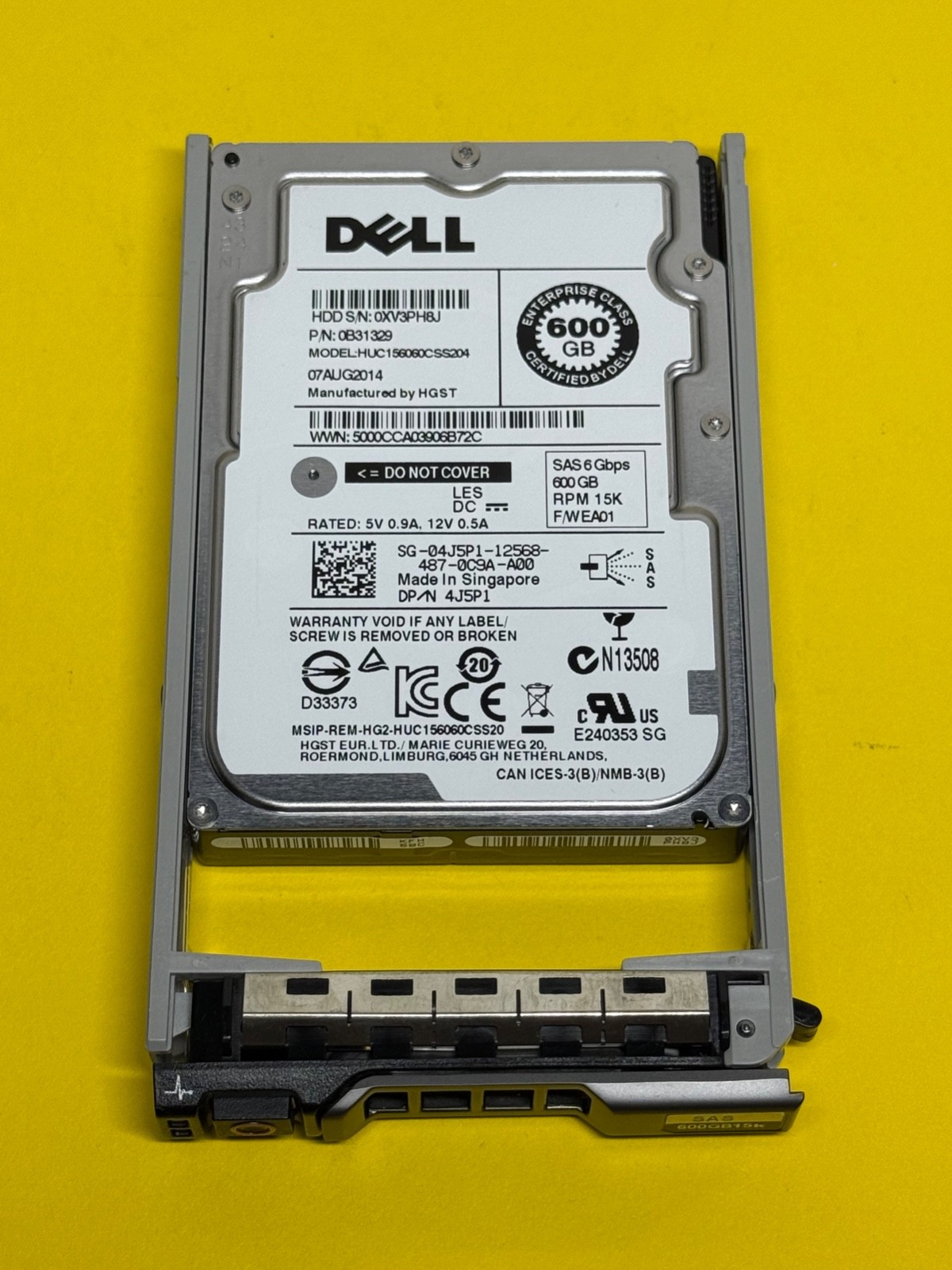 Dell HUC156060CSS204 600GB 2.5" 6Gbps 15k SAS 0B31329/4J5P1
