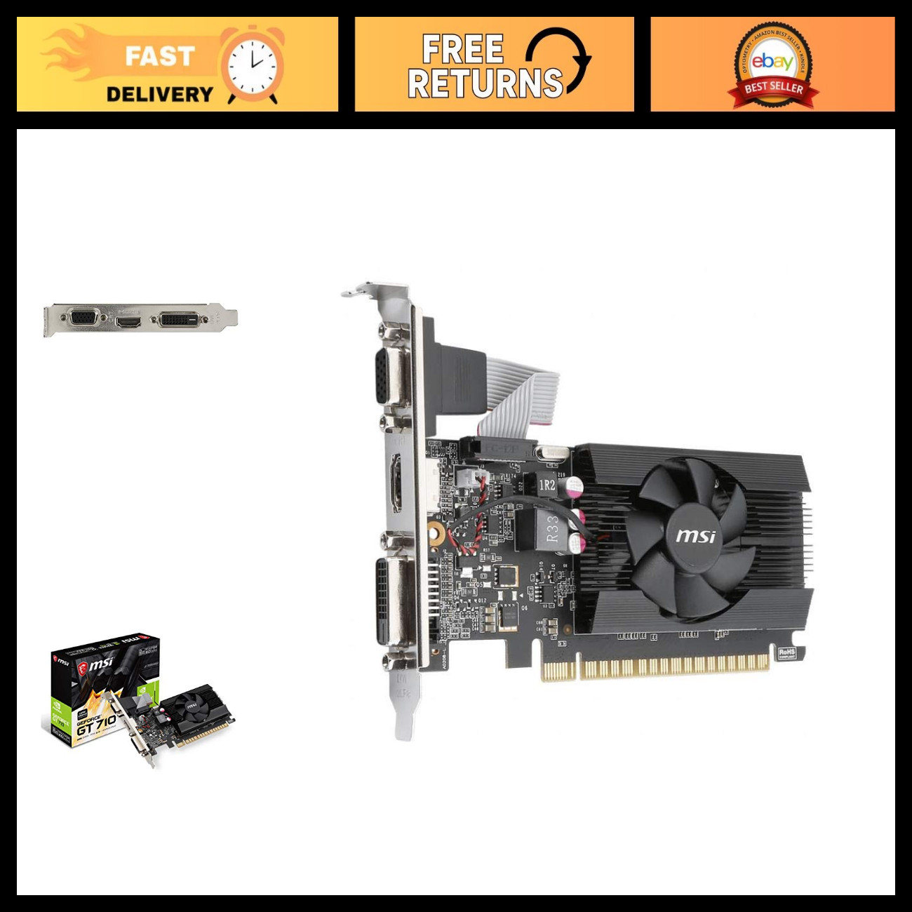 2GB Low Profile Graphics Card - HDMI/VGA/DVI, DirectX 12, OpenGL 4.5, Gaming GPU