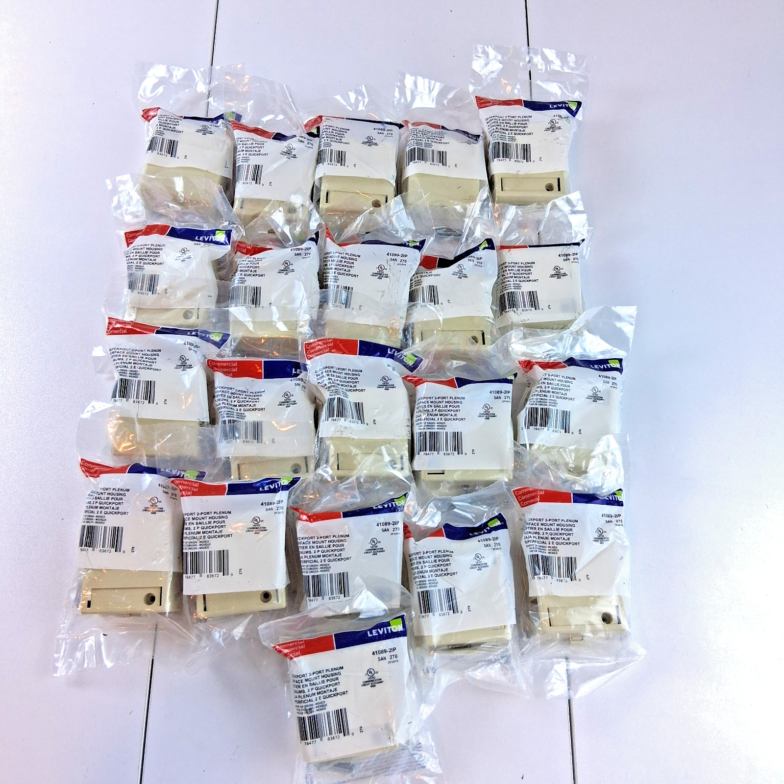 Lot of 21-Leviton Quickport 2-Port Plenum Surface Mount Housing (41089-2WP) New