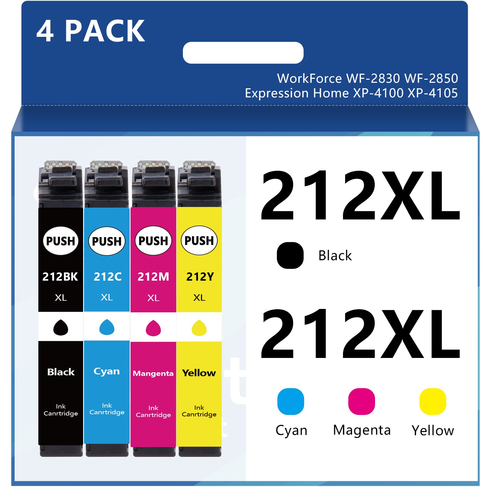 212XL Ink compatible with Epson Workforce WF-2830 WF-2850 XP-4100 XP-4105