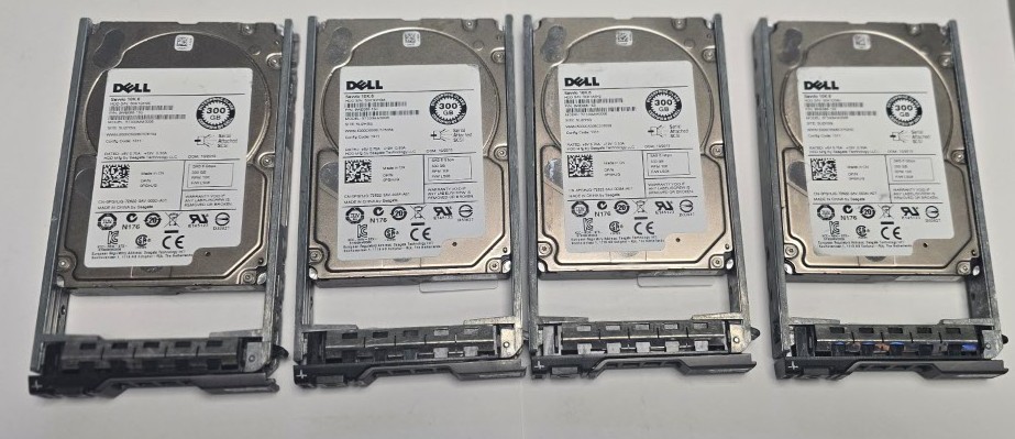 Lot of 4 Dell 300GB 10K SAS 2.5" HDD ST300MM0006 Caddy Wiped