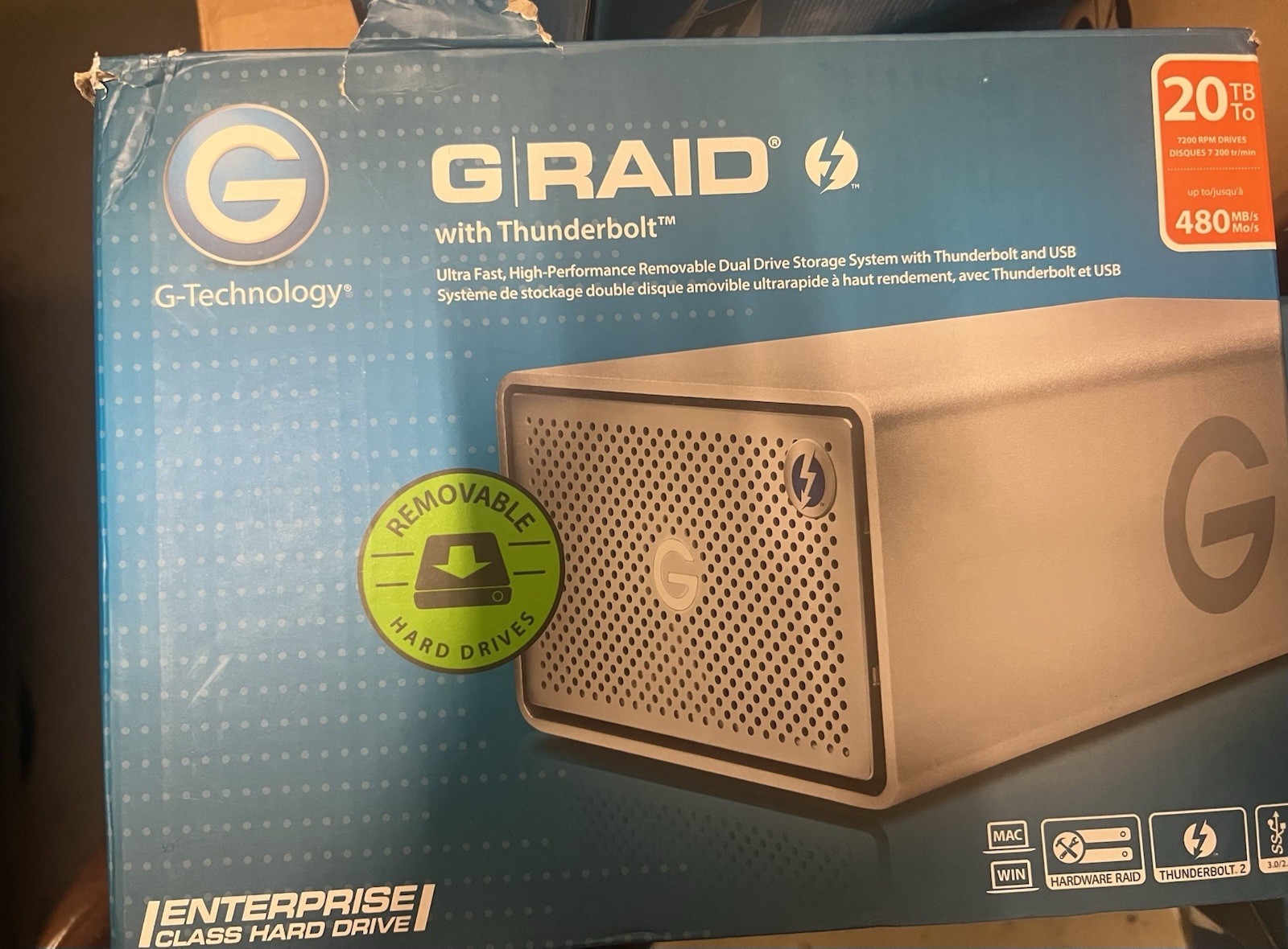 G-Technology G-RAID 20TB (2 x 10TB) Dual-Bay Thunderbolt 2 External Hard Drive⁠