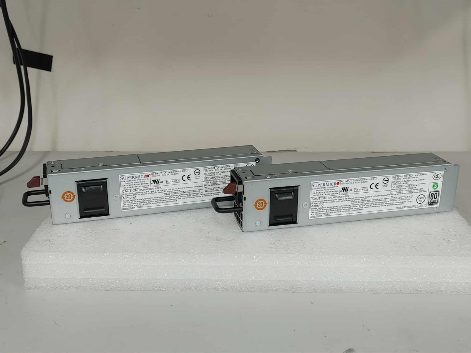 LOT of 2 Supermicro PWS-407P-1R 400W 80 Plus Platinum 1U Server  Power Supply