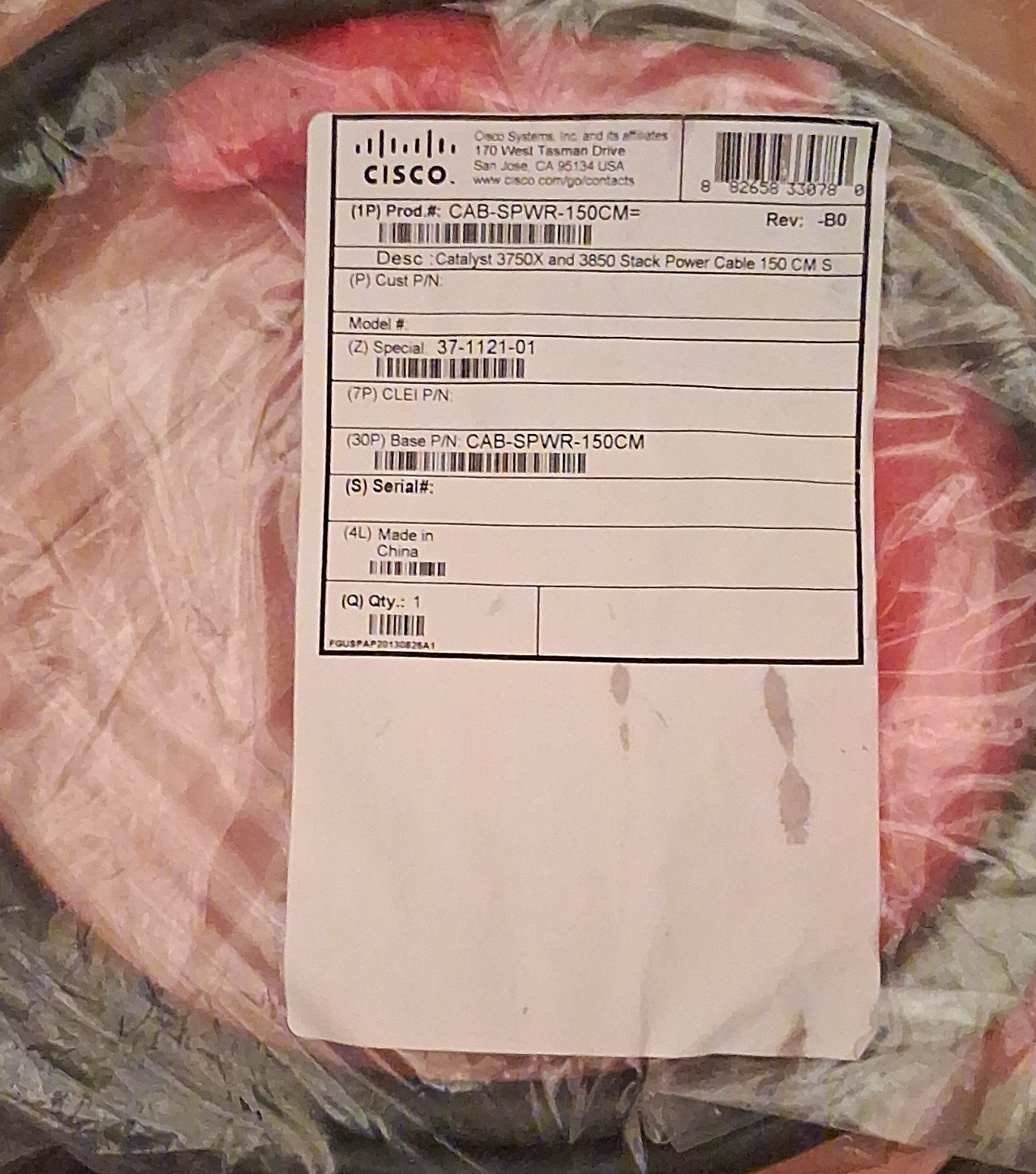 Cisco CAB-SPWR-150CM= Stack Power Cable 150cm Black for Catalyst 3750X 3850