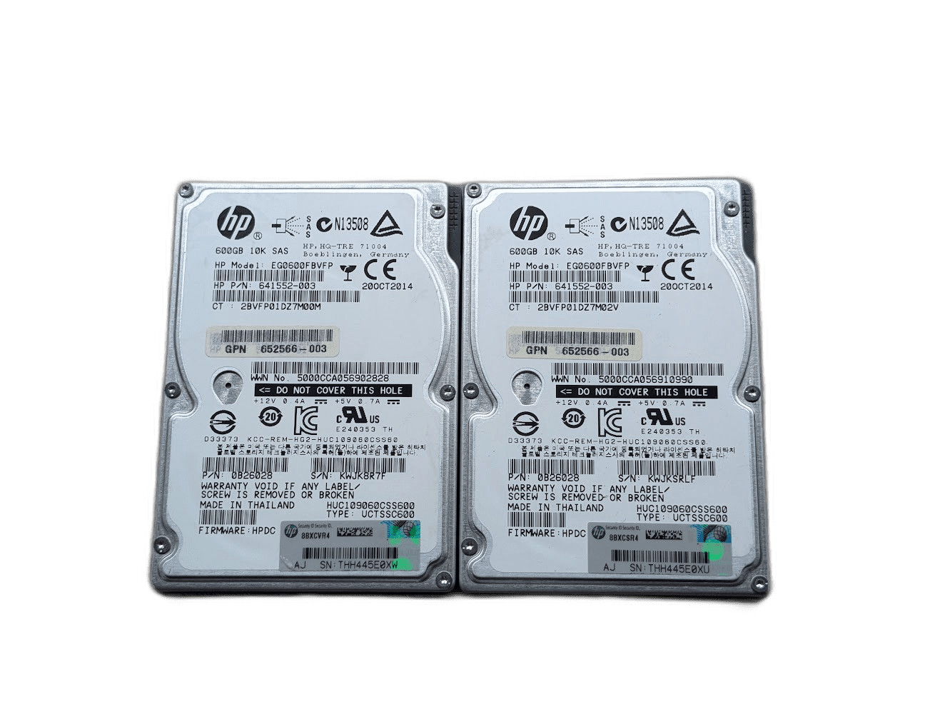 LOT OF 2 HP 600GB 641552-003 2.5" SAS Server HDD EG0600FBVFP