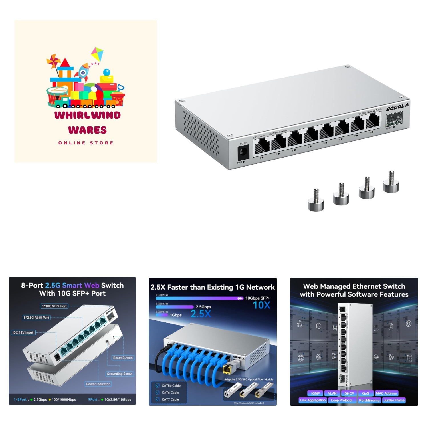 Compact 8-Port 2.5Gb Managed Switch with 10G Uplink – Versatile Compatibility