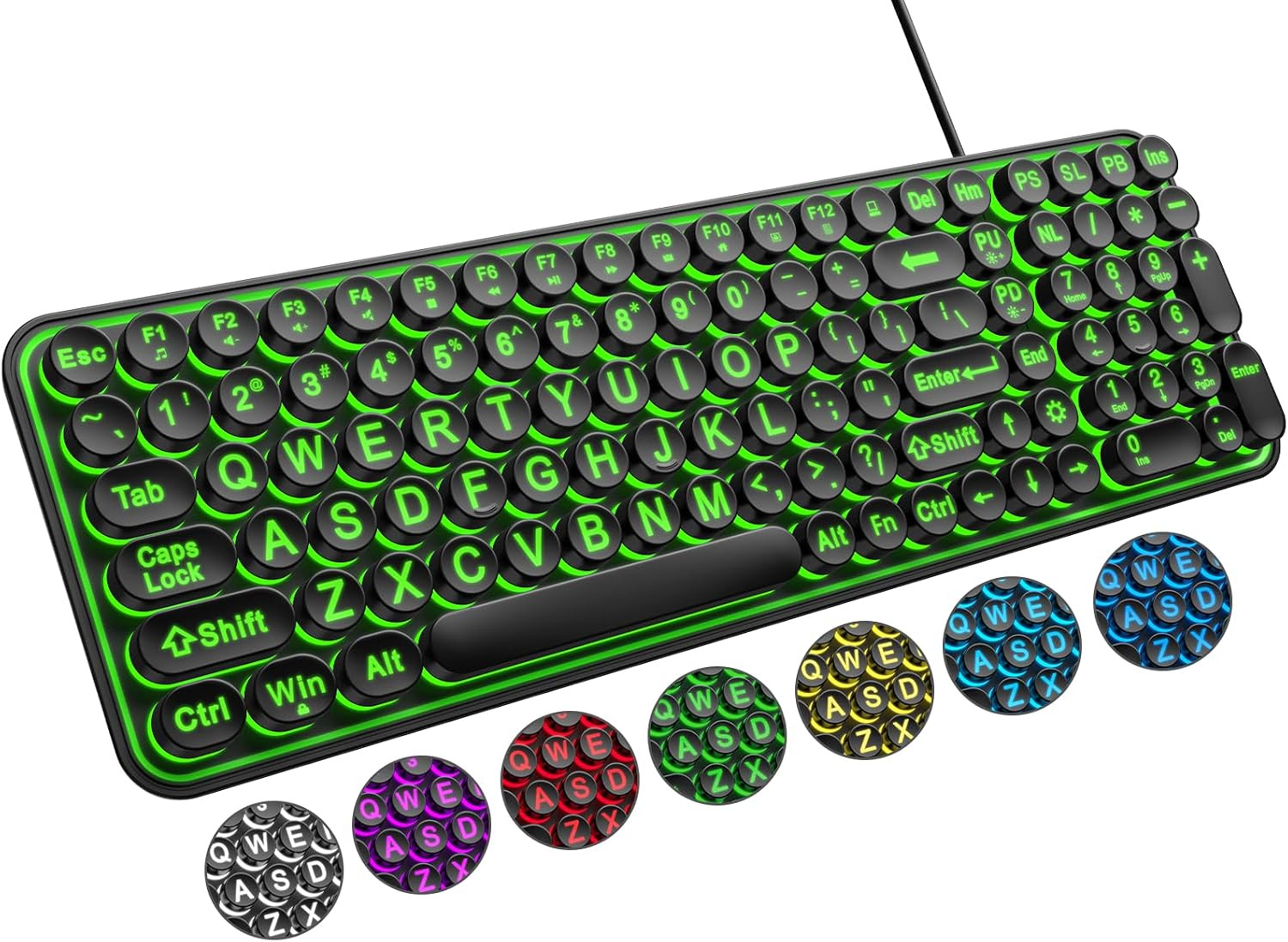 QUASIO Large Print Backlit Keyboard, Wired USB Lighted Computer Keyboards with 7