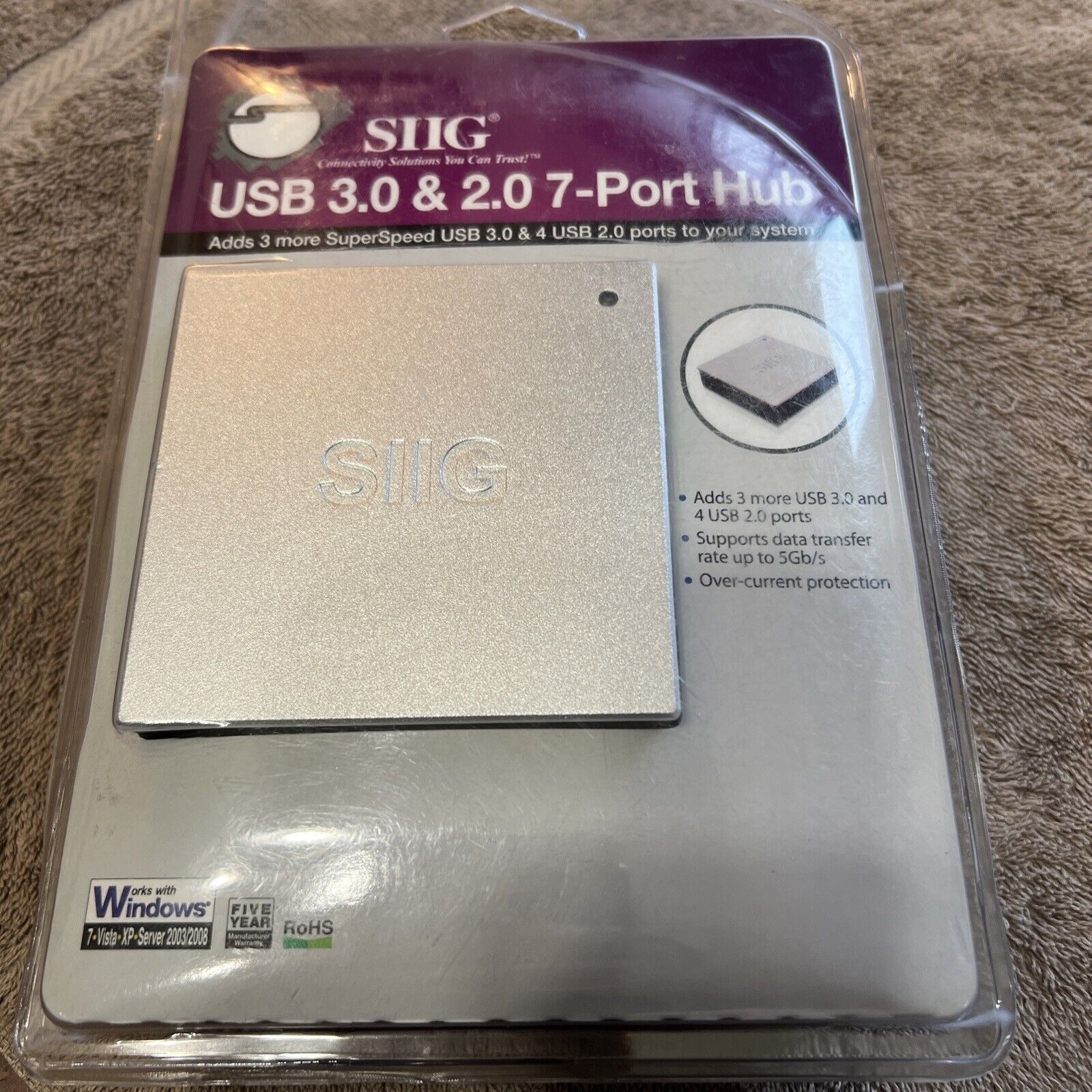 SIIG 7-Port USB Hub SuperSpeed 3.0 Hi-Speed 2.0 Powered JU-H70212-S1 