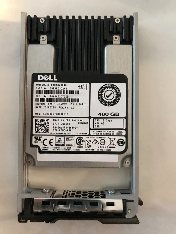 0GM5R3 GM5R3 DELL 400GB 12Gb/s SAS 2.5in MLC SSD R720 R730 R630 New