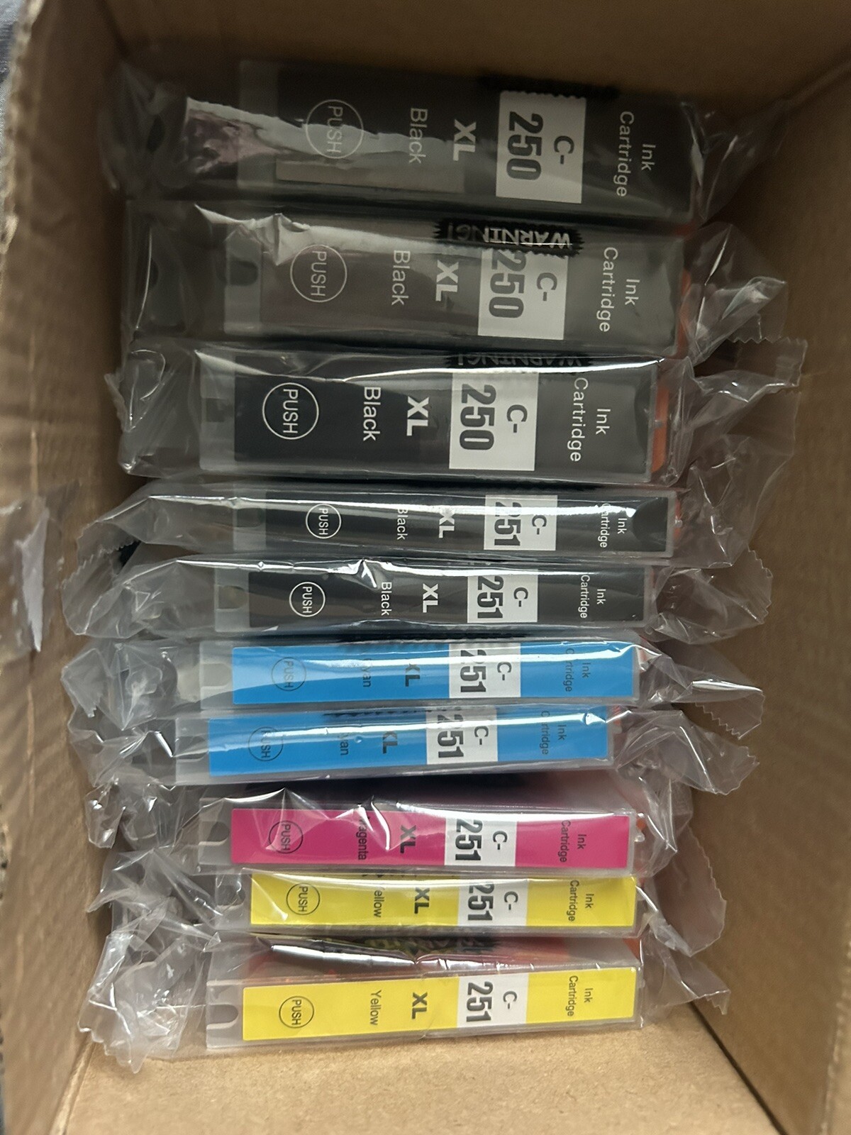 Ink Cartridges Lot C-250 & C-251XL 4 Colors 5 Black, 2 Yellow, 1 Magenta, 2 Cyan