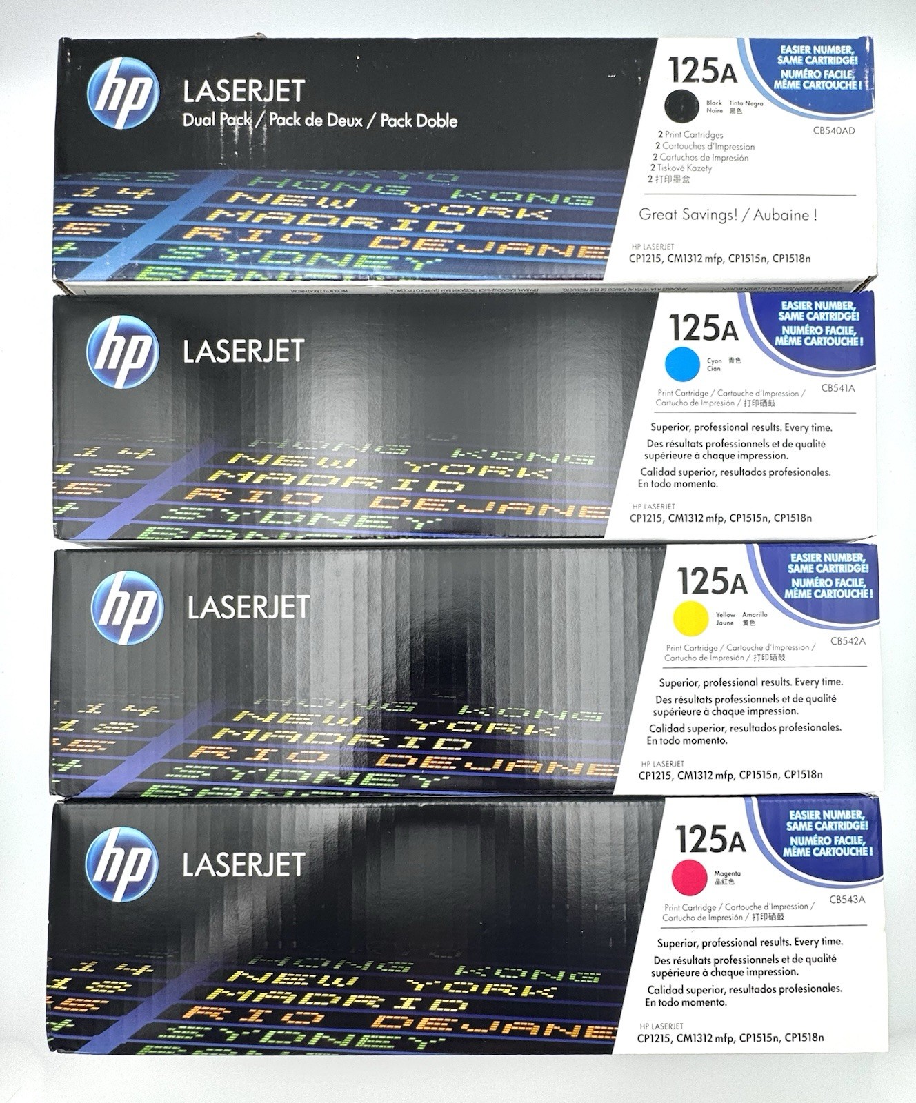 HP 125A Genuine Toner Set Black Cyan Yellow Magenta OEM - SEALED