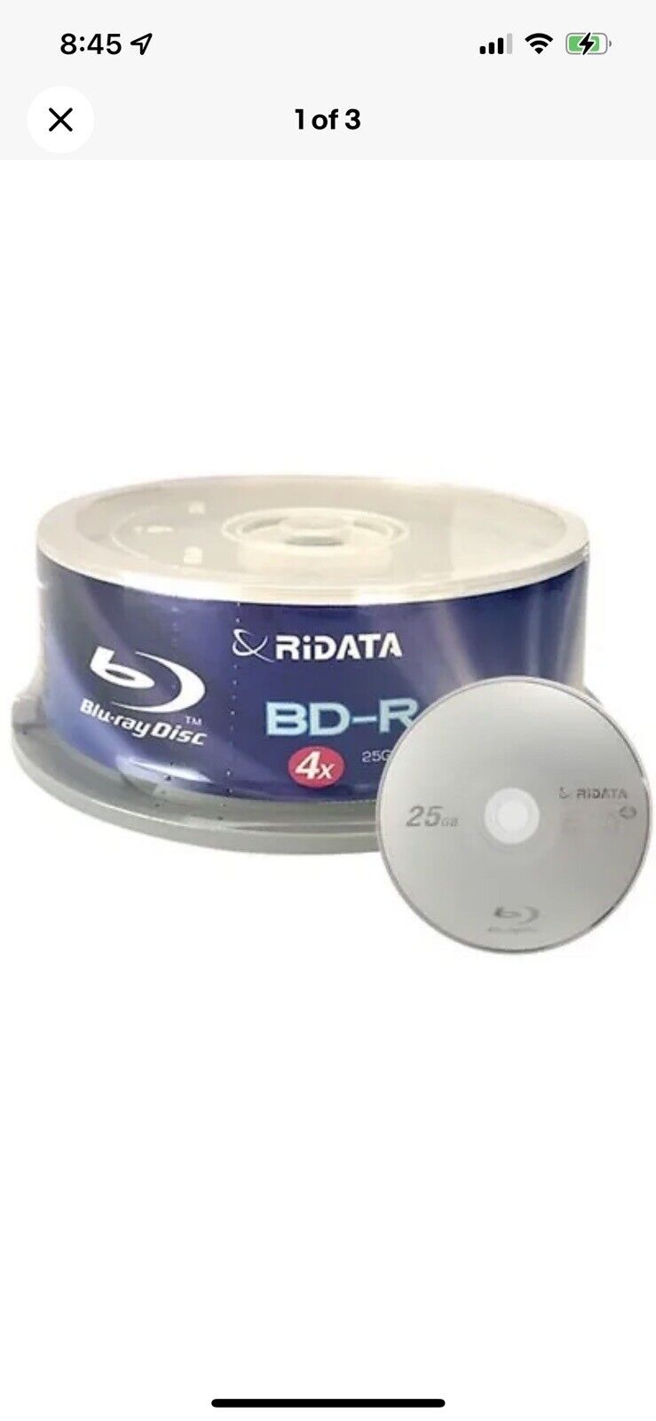 25 Pack Ridata 4X BD-R BDR 25GB Single Layer Blue Blu-ray Logo Recordable Blank 