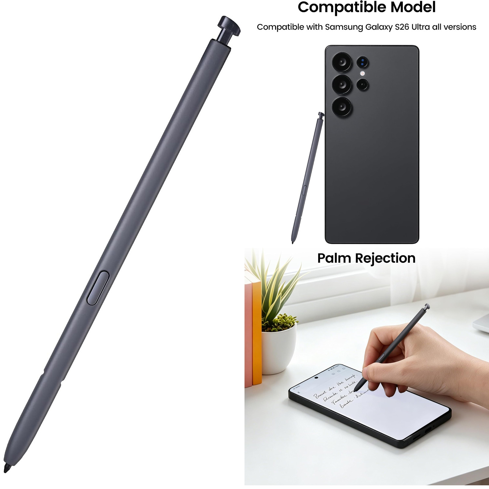 S26 Ultra S Pen Replacement for Samsung Galaxy S26 Ultra Stylus Pen, Black