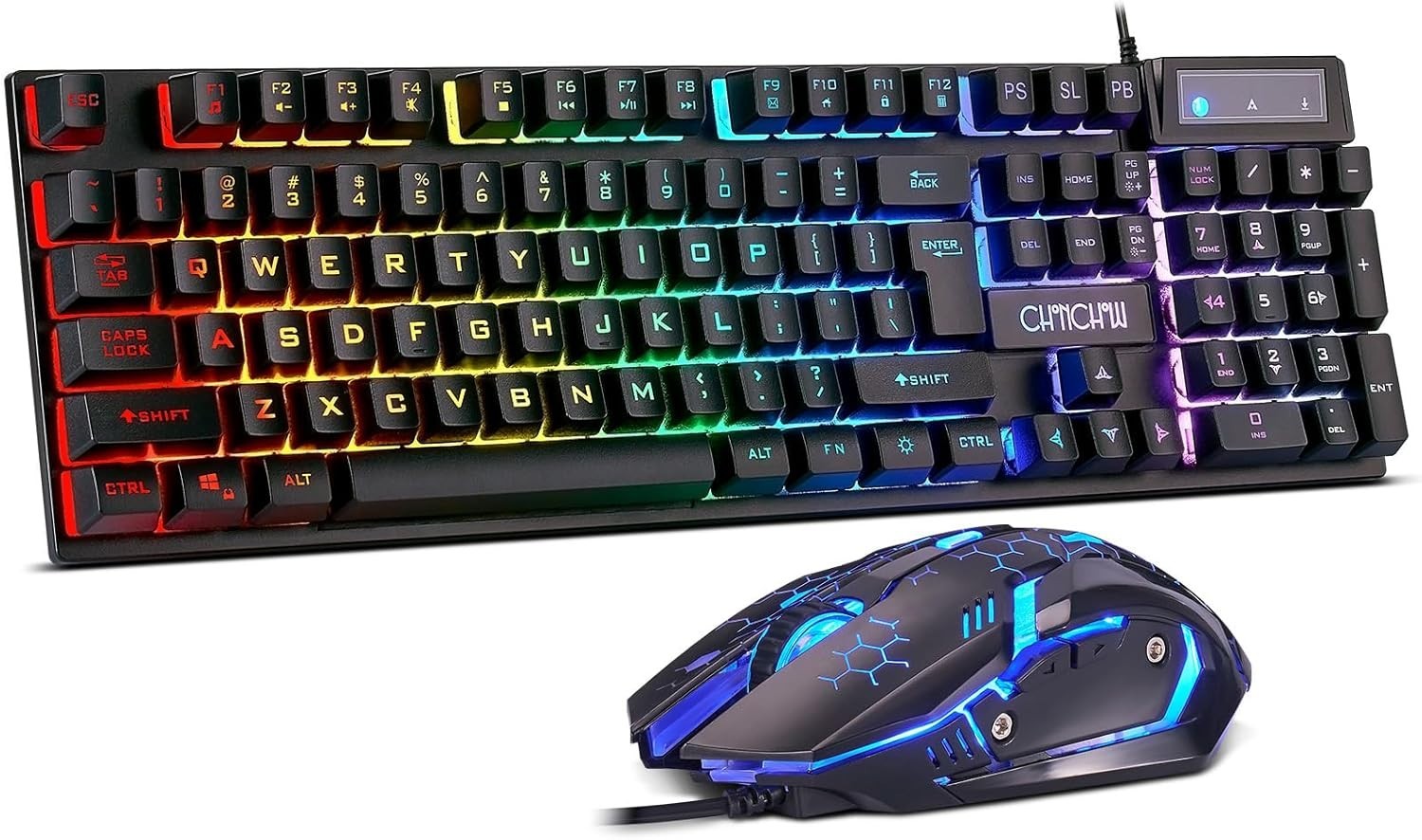 CHONCHOW Gaming Keyboard and Mouse Combo, USB Wired RGB Backlit, Mechanical Feel