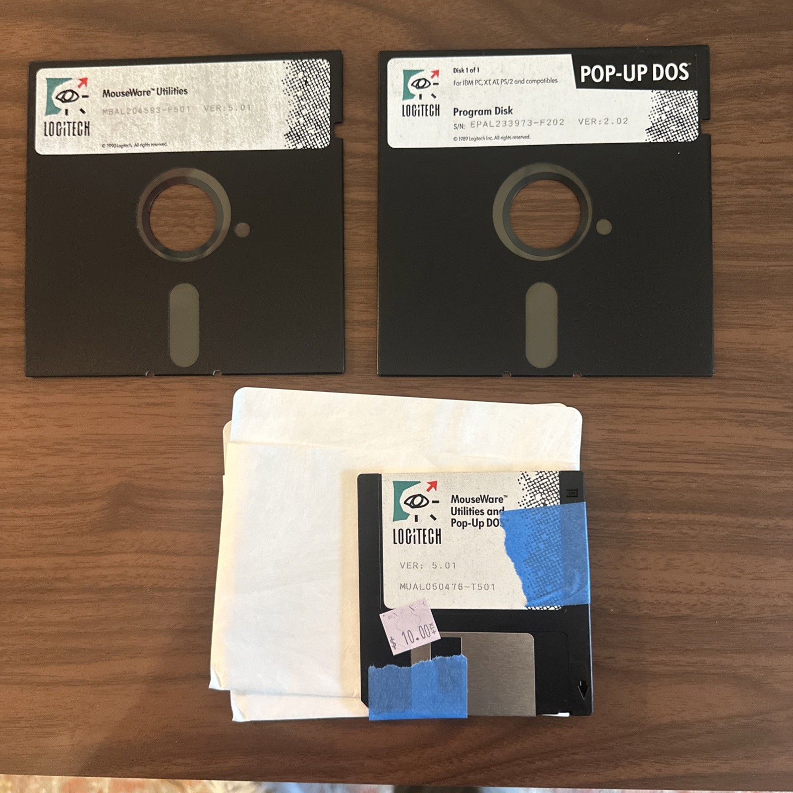 Logitech MouseWare Utilities & Pop-Up DOS 5.25&3.5 Floppy Disks PC Software Lot