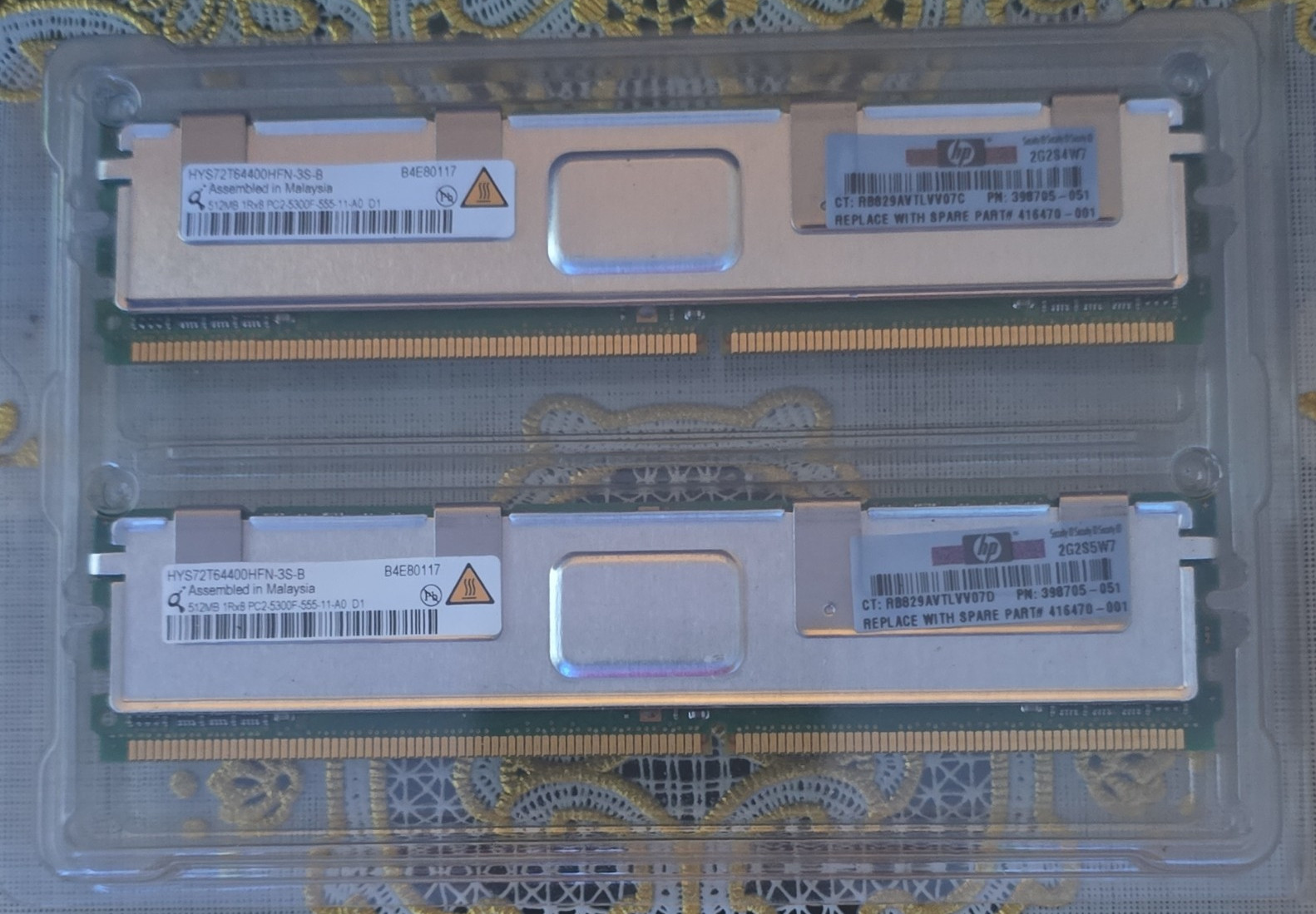 HP 1GB Kit (2x512MB) DDR2 FB-DIMM PC2-5300F ECC 240-Pin 398706-051