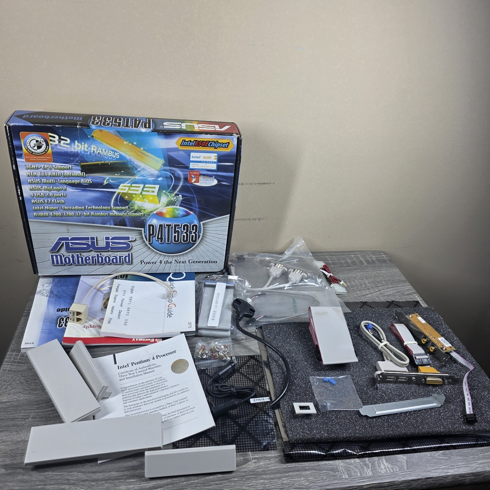 ASUS P4T533-C NO MOTHERBOARD BOX MANUALS AND ACCESORIES ONLY READ DESCRIPTION