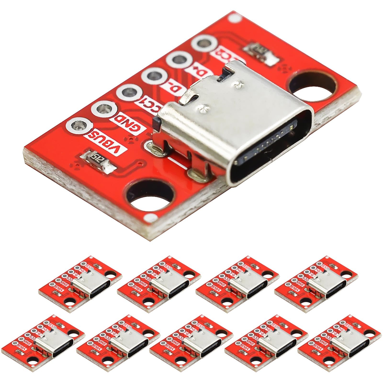 Cermant 10pcs 16P Type-C Female Breakout PCB Converter Board