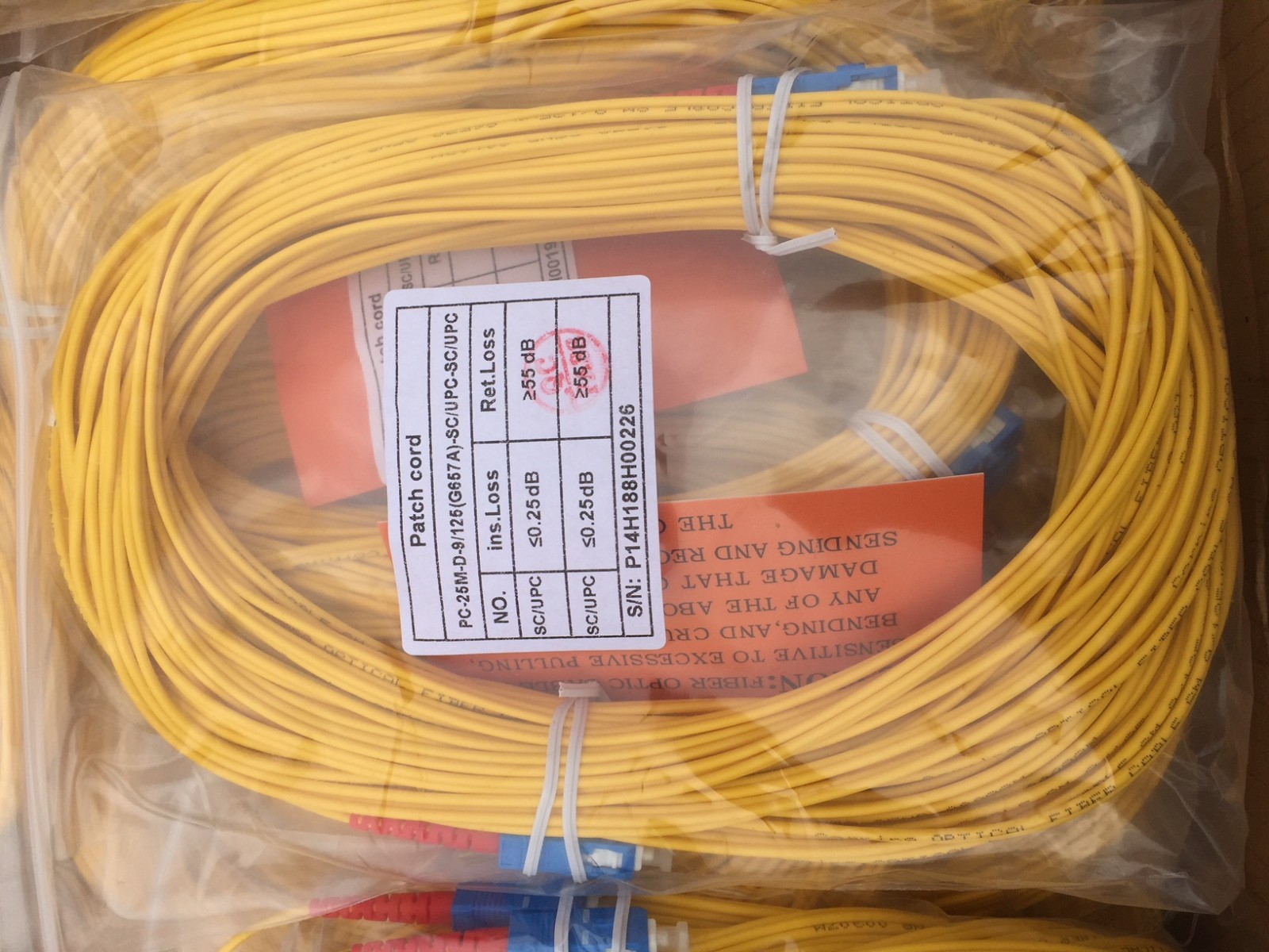NEW 25 Meter SC-SC Duplex SM Fiber Optic Cable (25M) Single Mode