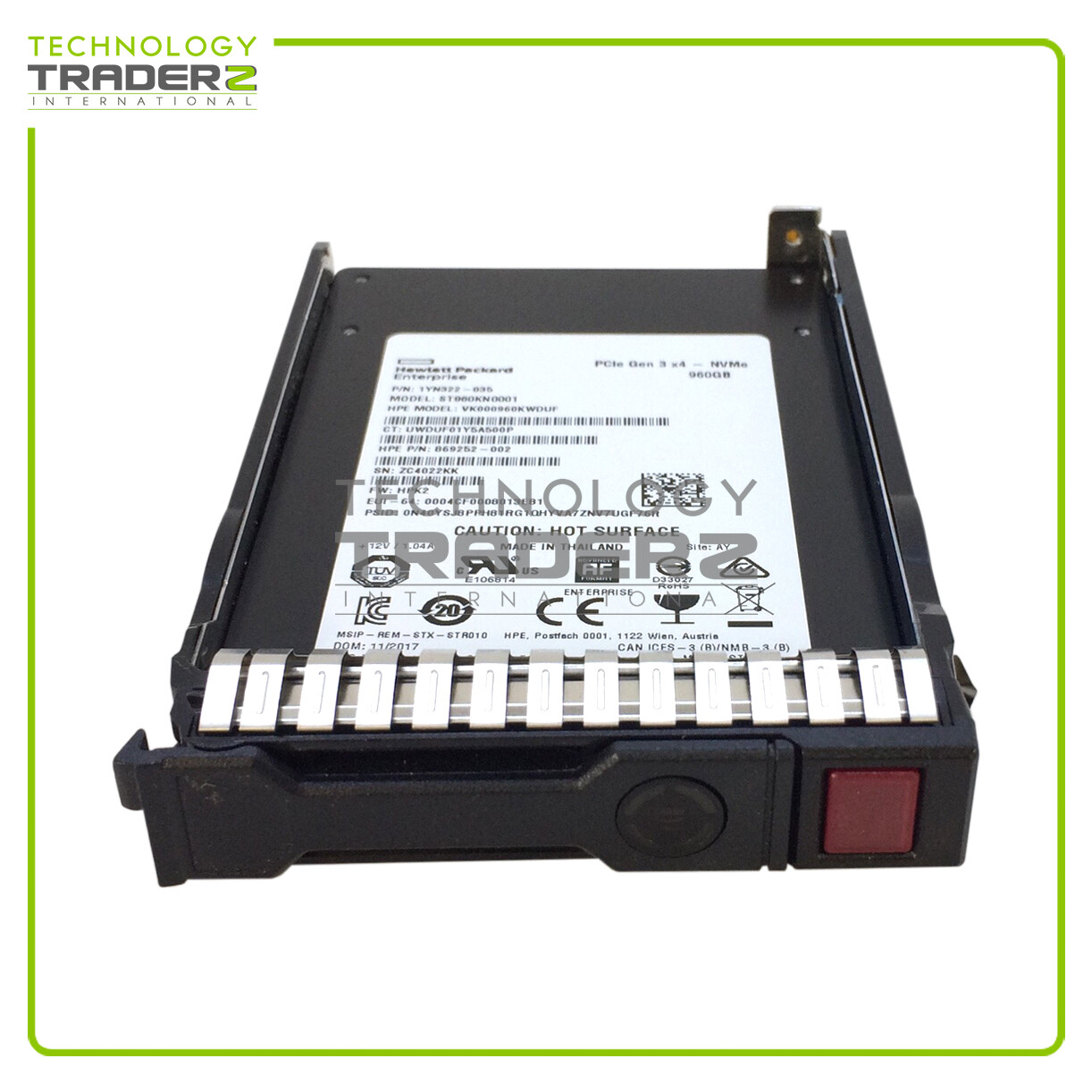 875589-B21 HPE 960GB MLC PCI-e x4 NVMe RI 2.5" SC SSD 869252-002 ST960KN0001