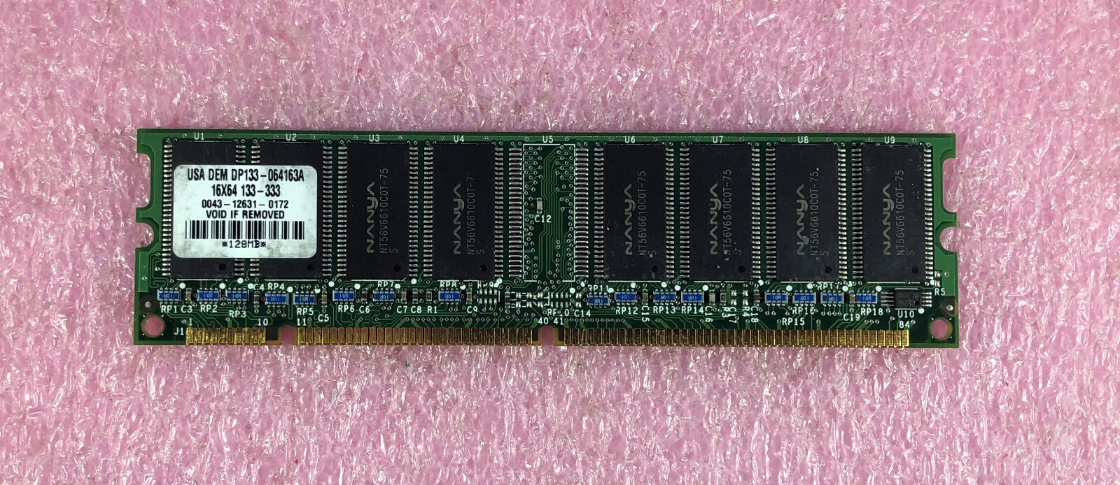 1 x 128MB NANYA  PC-133 NON-ECC MEMORY SDRAM - P/N: DP133-064163A