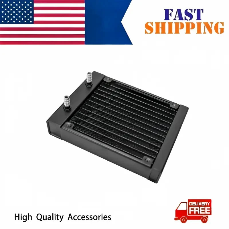 OCOCOO 120mm Aluminum Radiator 8-Port G1/4 Black for PC Water Cooling Loop DIY