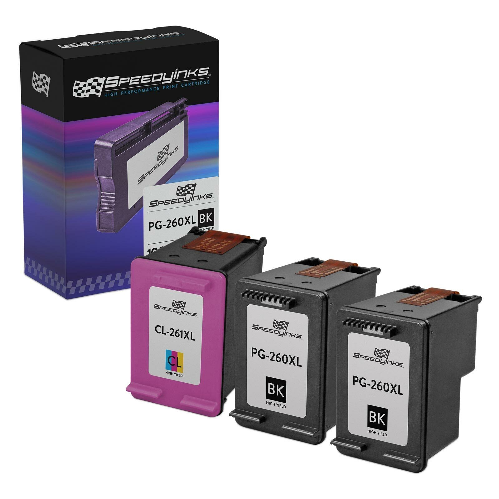 Speedy Replacements for Canon PG-260XL & CL-261XL HY Ink 3PK 2 Black 1 Color
