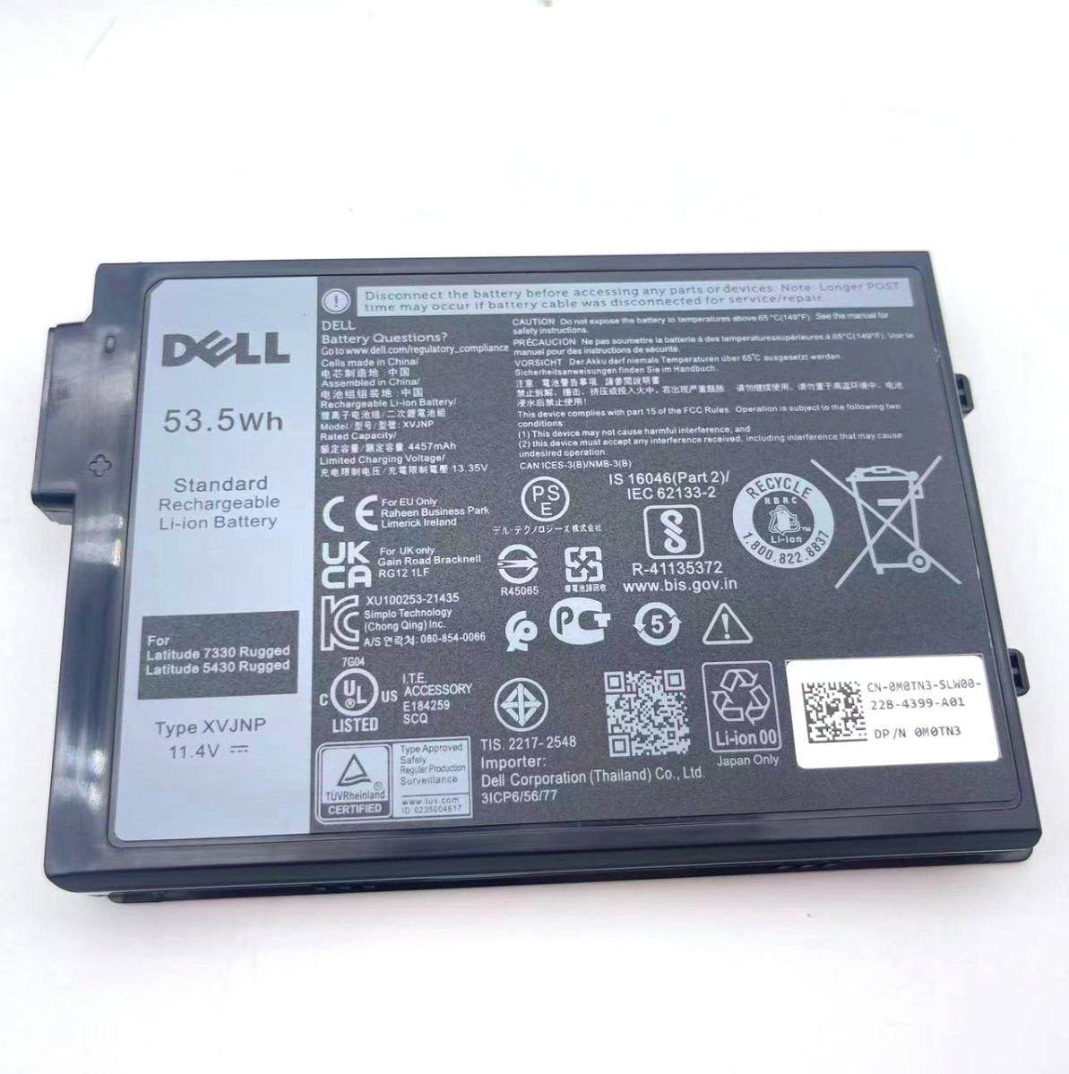 NEW 53.5Wh 11.4V Genuine XVJNP Battery For Dell Latitude 7330 5430 Rugged 0M0TN3