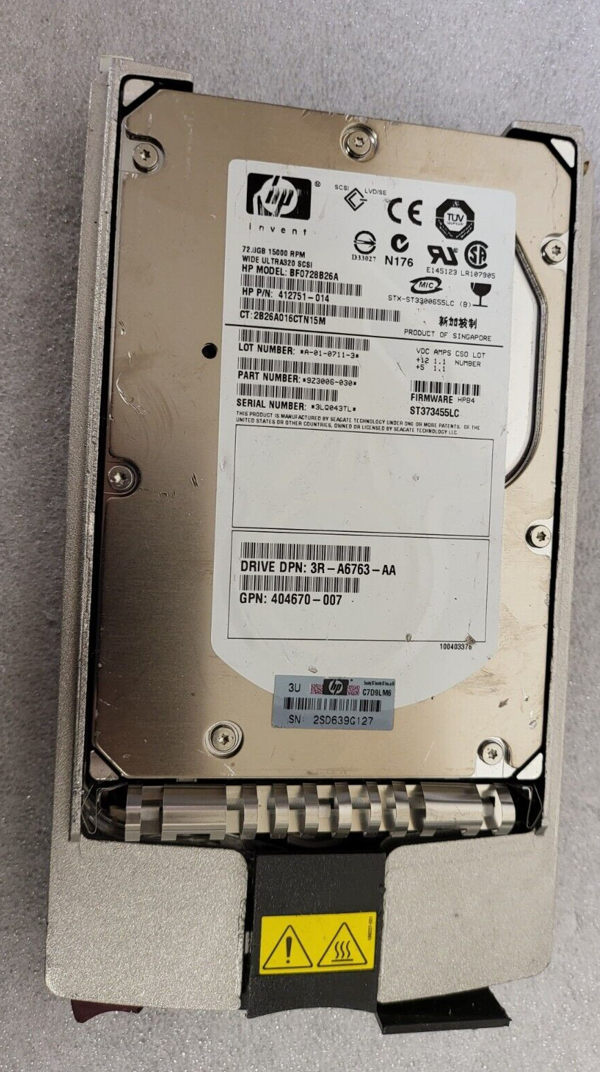 286778-B21,286778-B22,289243-001,404713-001 HP 72GB 15K ULTRA320 SCSII HARD DRIV