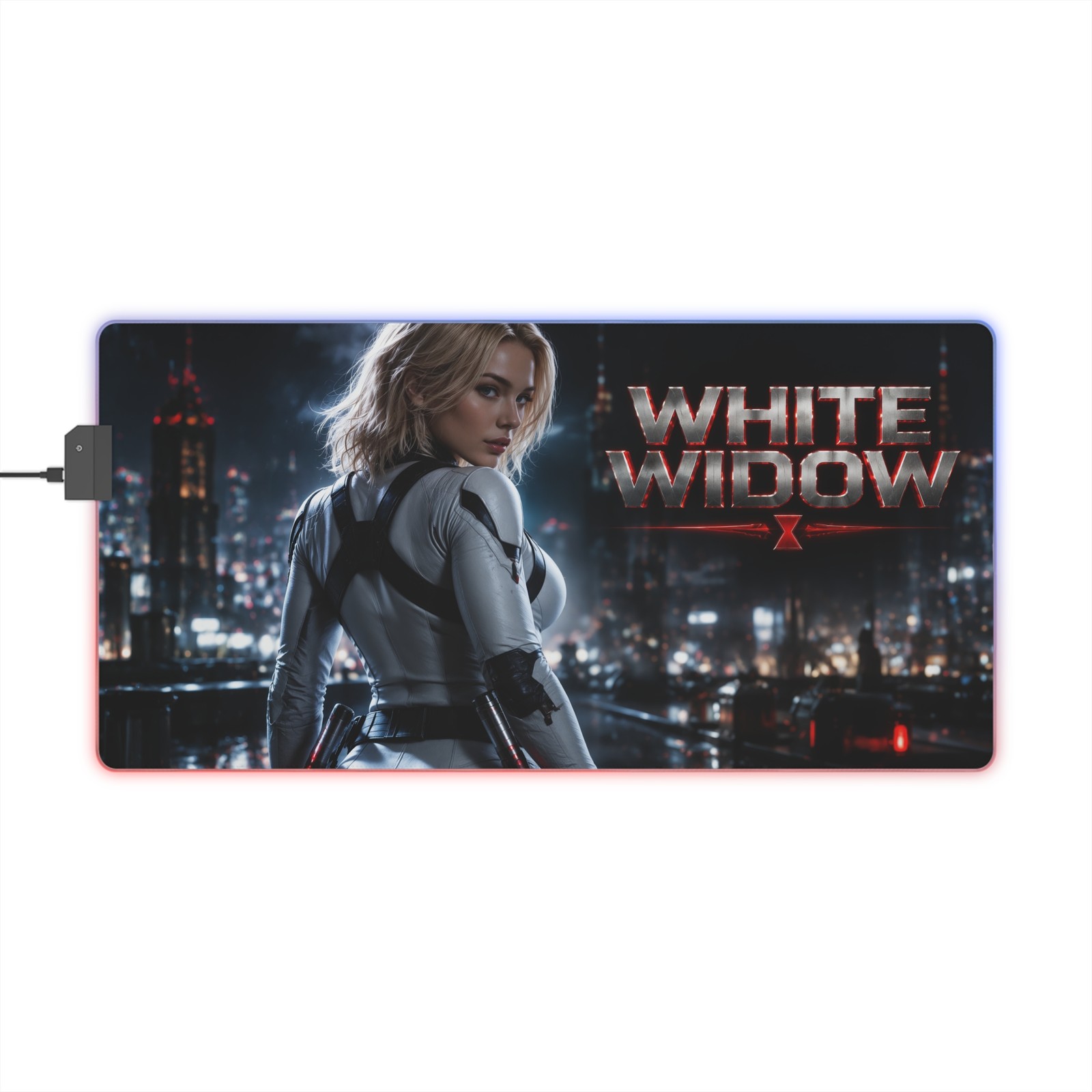 PC Gamer Desk Mat White Widow RGB LED Mouse Pad Gaming Playmat Room Decor