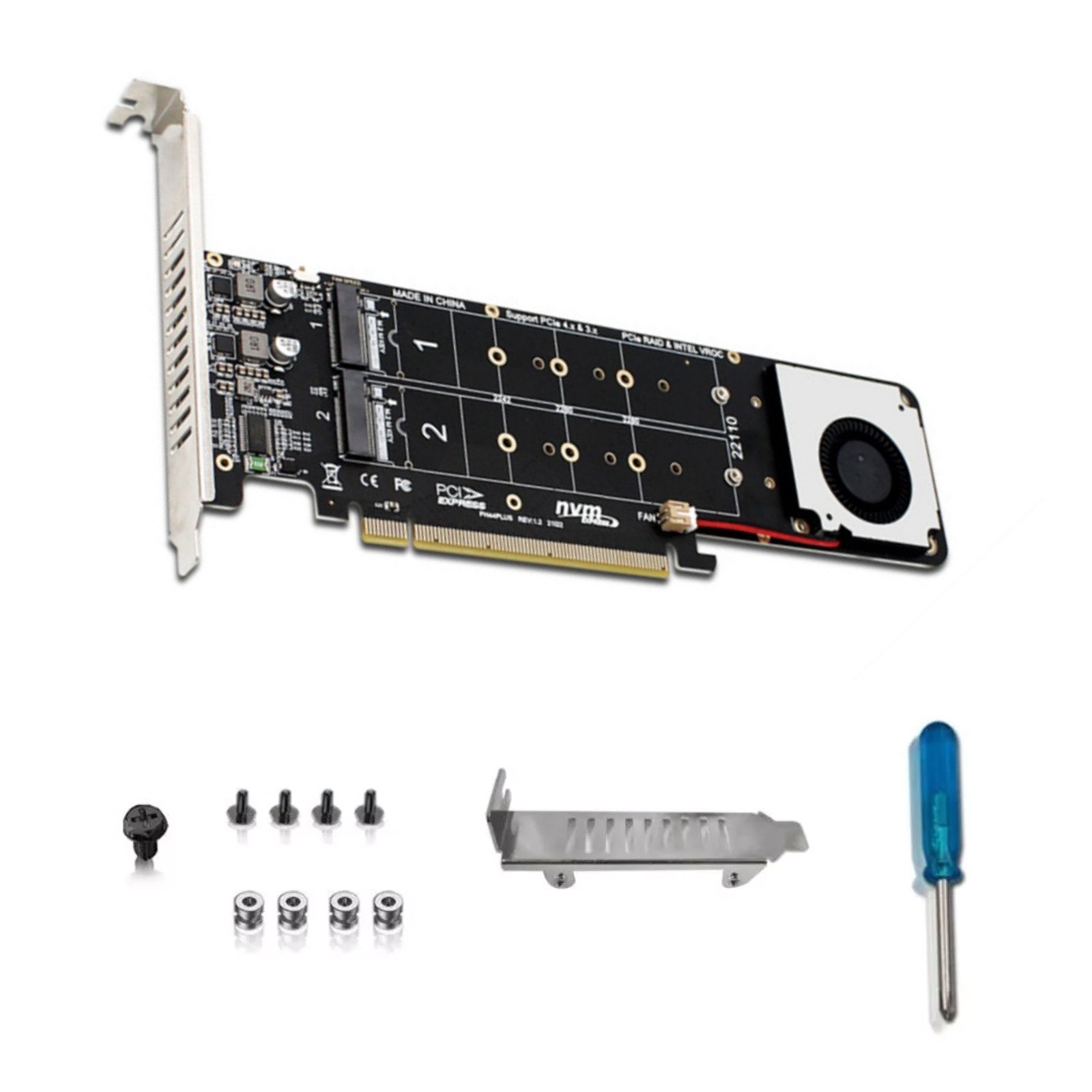 4 x 32Gbps PCIE 4.0 x16 To M.2 M-key NVME SSD Adapter Card Conversion Card