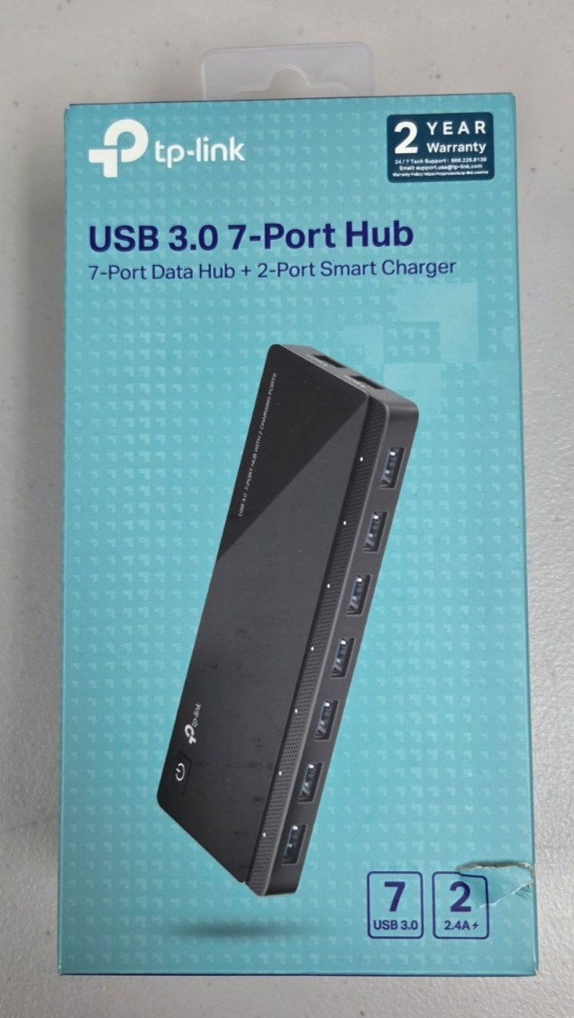 TP-Link Powered USB Data Hub UH720 USB 3.0 7-Port  2-Port Smart Charger Power