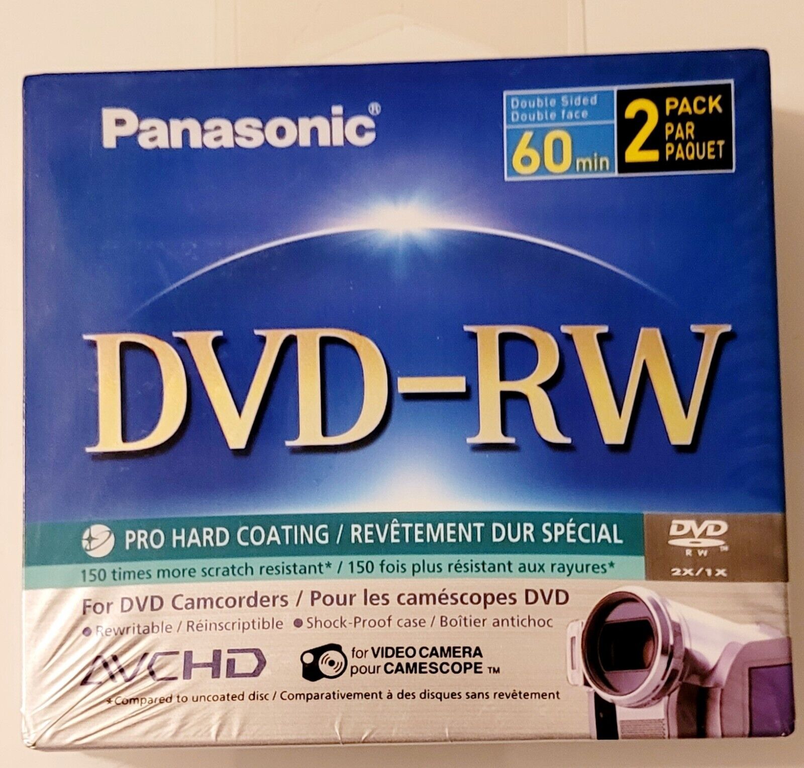 Panasonic DVD-RW 60 Min 2 PACK Pro Hard Coating Double Sided Rewritable NEW Seal