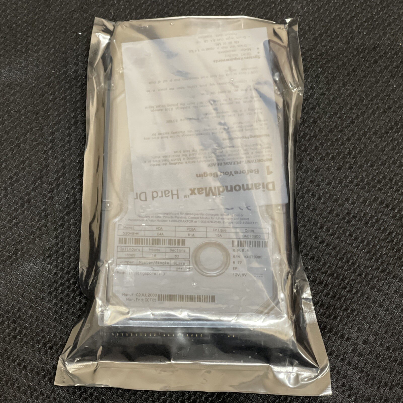 Maxtor 52049H4 20GB 3.5" IDE Interal Hard Drive BRAND NEW SEALED