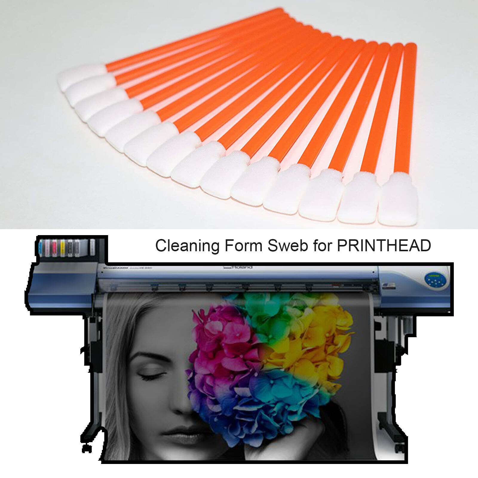 200 pcs，Cleaning Foam Swabs Large Format Roland Mimaki Mutoh Solvent Printerhead