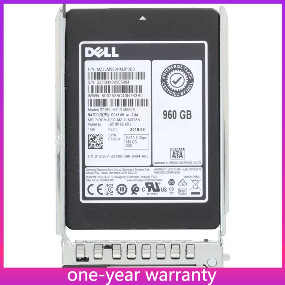 NEW DELL/Samsung 960GB 2.5" SATA 6Gb/s PowerEdge R440 R640 R740 R840 Server SSD